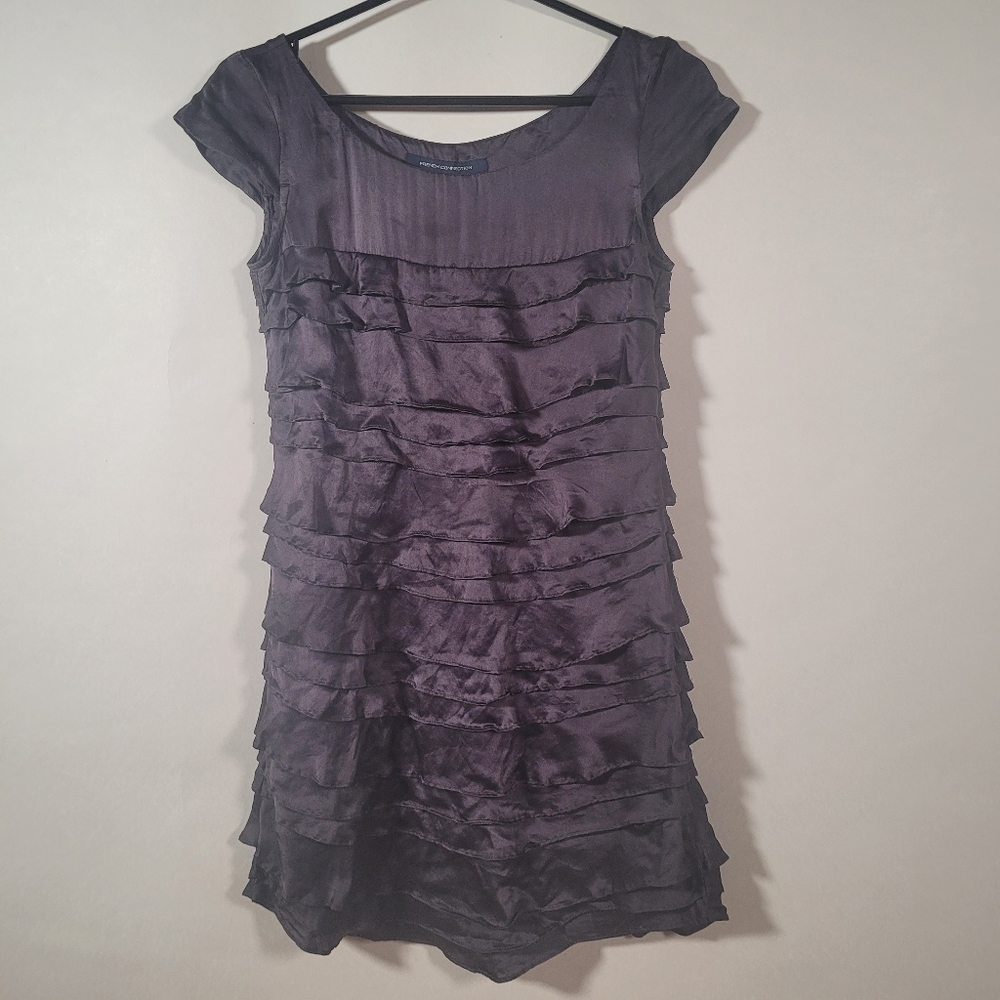 French Connection 100% silk ruffle mini-dress, US 4